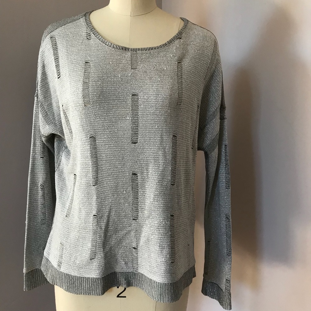Choose love silver long sleeve shimmer top